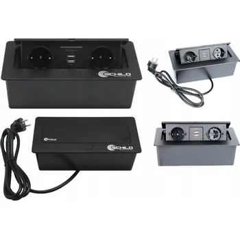 Elektrická zásuvka Schild černá USB Elektrická Zásuvka na kuchyňskou linku