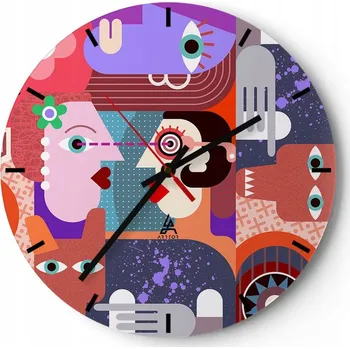 Hodiny Nástěnné hodiny do kuchyně 30x30 Abstrakce Skleněné hodiny do obýváku Tiché