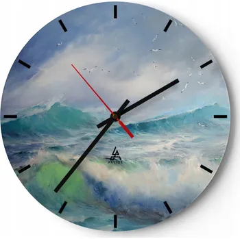 Hodiny Nástěnné hodiny do kuchyně 30x30 Sztorm Skleněné hodiny do obýváku Loft Tiché