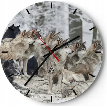 Hodiny Nástěnné hodiny do kuchyně 30x30 Vlci Skleněné hodiny do obýváku Loft Tiché