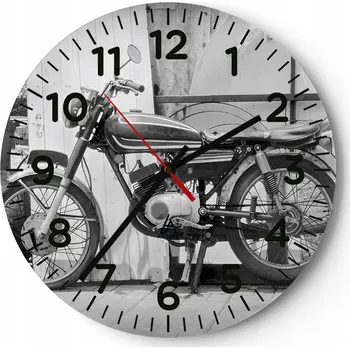 Hodiny Nástěnné hodiny do kuchyně 30x30 Motorka Skleněné hodiny do obýváku Loft Tiché