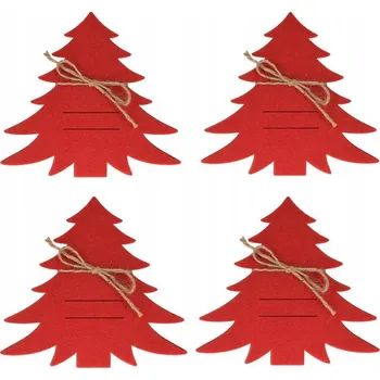 Vánoční dekorace Pouzdro na příbory Koopman International, vánoční stromky, červené, 4 kusy