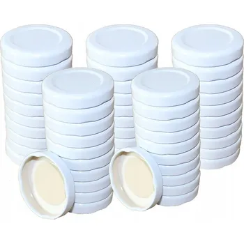Obraz Šroubovací Šroubovací Víčka na sklenice a lahve, 50 kusů , průměr 43, bílé