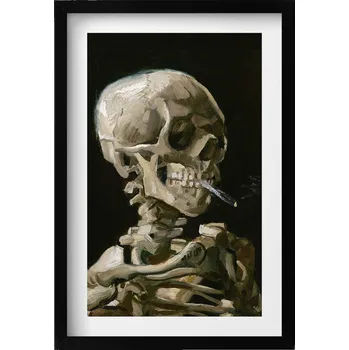 Obraz Závěsný obraz rámeček černé barvy Malba lebky s cigaretou 40x60 cm