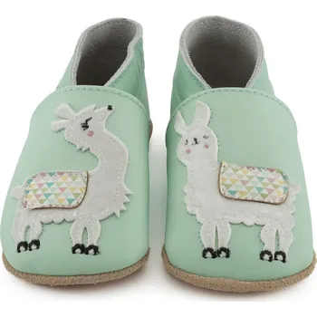 Capáčky LAIT ET MIEL Kožené capáčky s lamou 0-6 měsíců Zelená 17-18