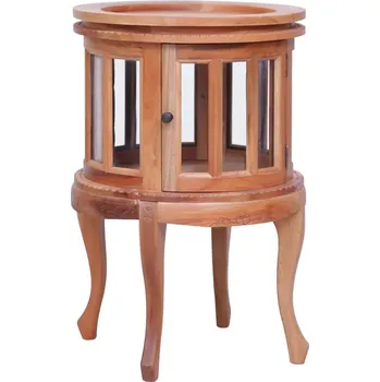 Konferenční stolek Vitrina, přírodní, 50 x 50 x 76 cm, masivní mahagonové dřevo