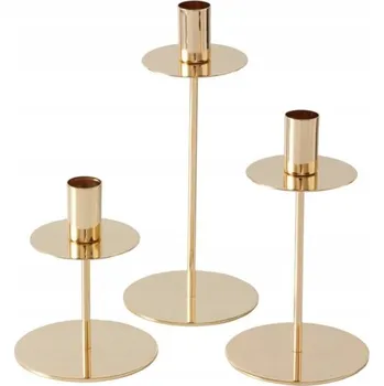 Svícen SVÍCEN KOVOVÝ ZLATÝ DEKORATIVNÍ SADA 3 KS PHOENIX 13X10 CM