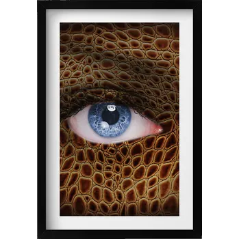 Obraz Obraz na zeď v černém rámu Kočičí ženské oko a panterový vzor 40x60 cm