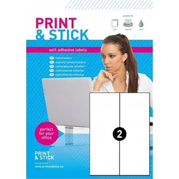 Samolepící etiketa Štítky na archu Print&Stick A4 105x297 mm s perforací shora, 100 archů