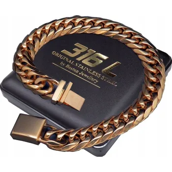 Náramek SILNÝ ZLATÝ PÁNSKÝ NÁRAMEK, CHIRURGICKÁ OCEL