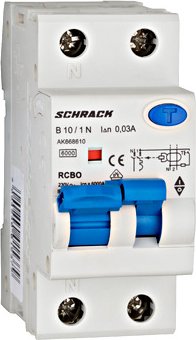 SCHRACK Jistič s proudovým chráničem AMPARO 6kA, 1+N, B10A, 30 mA, A