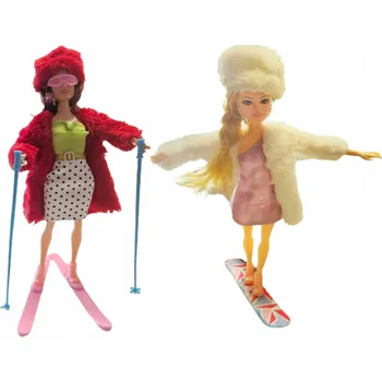 Panenka PANENKA NA LYŽÍCH NEBO NA SNOWBOARDU 30 CM PŘÍSLUŠENSTVÍ BOTY BRÝLE E1980 EMAJ