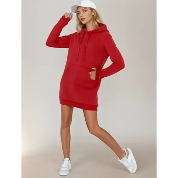 Dámské oblečení Dámská červená dlouhá oversize mikina / šaty TIMMY EY2562 Velikost: S