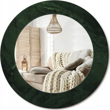 Zrcadlo Moderní dekorativní kulaté zrcadlo s potiskem Zelený mramorový vzor průměr 50 cm