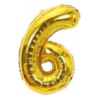 Balónek Fóliový balónek zlatý číslice ŠEST 6 narozeniny 100 cm