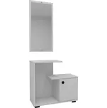 Bílý předsíňový stolek KILKIS se zrcadlem, melamin, 66.6x72x29.5 cm