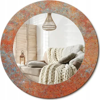 Zrcadlo Kulaté nástěnné dekorativní zrcadlo v skleněném rámu průměr 50 cm, rezavý kov