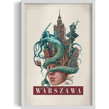 Obraz Obraz v rámu Vintage retro styl Varšava - Varšavská Siréna a Zikmundův sloup, 40x60 cm