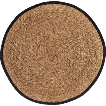 Koberec KOBEREC PLETENÝ KULATÝ HNĚDÝ S ČERNÝM LEMOVÁNÍM TRÁVA 80 CM