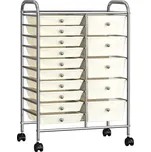 Mobilní úložný vozík s 15 zásuvkami bílý plastový Bílá 320408