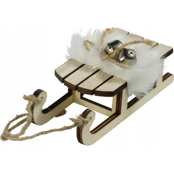 Obraz Dřevěné ozdobné saně 13 cm závěs / ozdoba