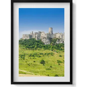 Obraz Ozdobný nástěnný obraz v rámu s grafikou Spišský hrad na Slovensku 50x70 cm