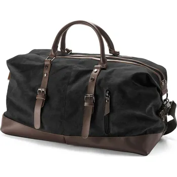 Sportovní taška Vintage sportovní taška z&nbsp;grafitového plátna a hnědé kůže - Trendhim