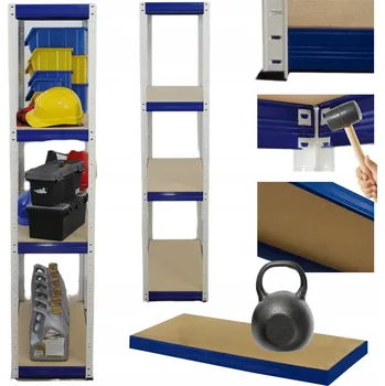 Dílenský regál Kovový regál do skladu, garáže, stojan HELIOS 180x50x50 cm, 4 police x 175 kg PL