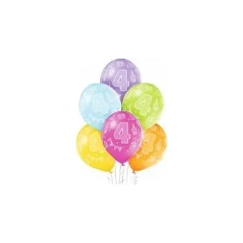 Balónek Balónky 4. narozeniny birthday mix barevné 6 Ks