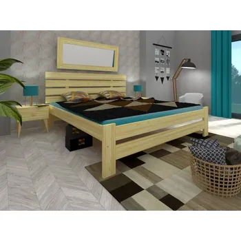 Postel Manželská postel Denis Rozměr: 140x200, Odstín: Borovice přírodní