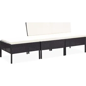 3dílná zahradní sedací souprava, polštáře, PE ratan černý