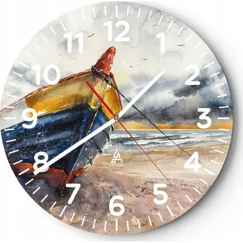 Hodiny Velké nástěnné hodiny 40x40 cm - Krajina - Skleněné hodiny Kulatý - Tiché