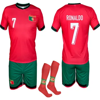 Míčový sport ShopJK Dětský fotbalový dres s podkolenkami Ronaldo Porugalsko červená 170