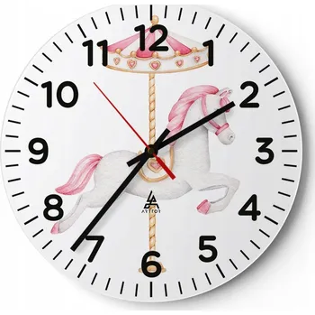 Hodiny Kuchyňské nástěnné hodiny 30x30 Kůň Moderní skleněné hodiny Obývací pokoj Tichý