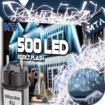 Vánoce Světelný závěs 500 LED světýlek bílá studená modrá FLASH rampouchy 301 - 500 světýlek