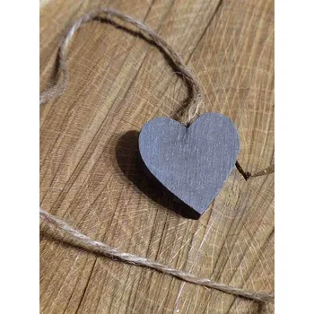 Dřevěné srdce Ø30 mm s provázkem barva hnědá