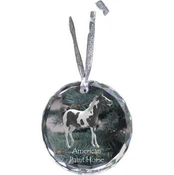 Obraz American Paint Horse - křišťálová vánoční koule s fotografií, fotografie koně v křišťálu