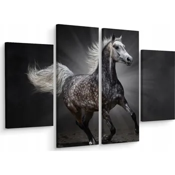 Obraz Čtyřdílný obraz cválající KŮŇ 3D dekorace 80x60