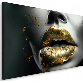 Obraz Obraz Abstraktní TVÁŘ Zlaté Rty Make-Up 70x50