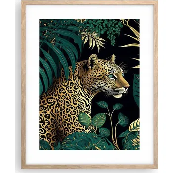 Obraz Obraz plakát na zeď v rámu světlý dub 40x50 leopard plakáty do obýváku