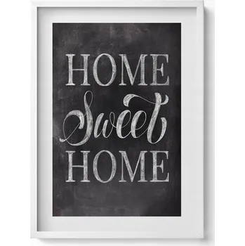 Obraz Závěsný obraz v bílém rámu Nápis do bytu home sweet home 50x70 cm