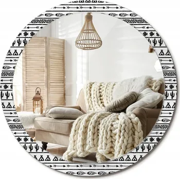 Zrcadlo Nástěnné zrcadlo s grafikou na skle XXL 100 cm Boho minimalistické