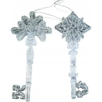 Vánoční dekorace Sada dvou stříbrných ozdob na stromeček - klíče