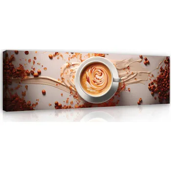 Obraz Obraz do Kuchyně Káva Moderní na Plátně na Zeď Velký 145x45 cm