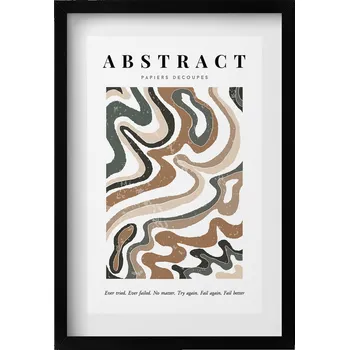 Obraz Elegantní obraz do obývacího pokoje v černém rámu Lineární boho abstrakce 40x60 cm