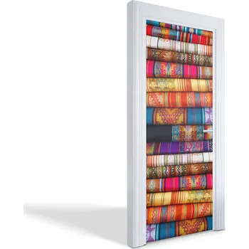 Fototapeta Samolepící dekorace ozdoba nálepka na dveře Barevné látky 75x205 cm