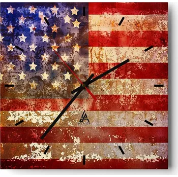 Hodiny Velké nástěnné hodiny 40x40 cm Americké skleněné hodiny Čtvercové Tiché