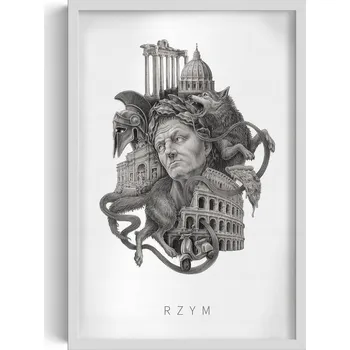 Obraz Moderní nástěnná dekorace Monochromatický Řím Koloseum Pizza 40x60 cm