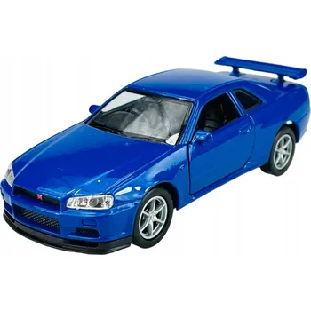 autíčko WELLY NISSAN SKYLINE GT-R R34 MODRÝ 1:34 NOVÝ KOVOVÝ MODEL 43798