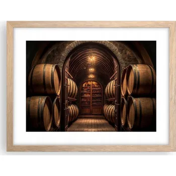 Obraz Obraz plakát v rámu světlý dub do obýváku 40x30 víno foto plakáty na zeď